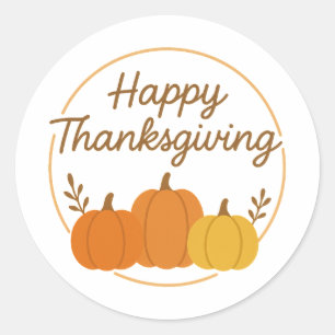 Happy Thanksgiving Pumpkins Rustic Holiday Classic Round Sticker