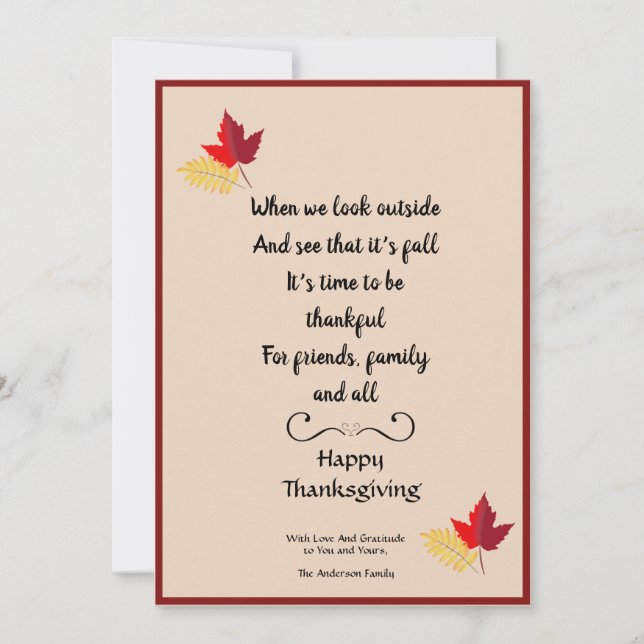 Happy Thanksgiving Quote Custom Photo Card (Front)