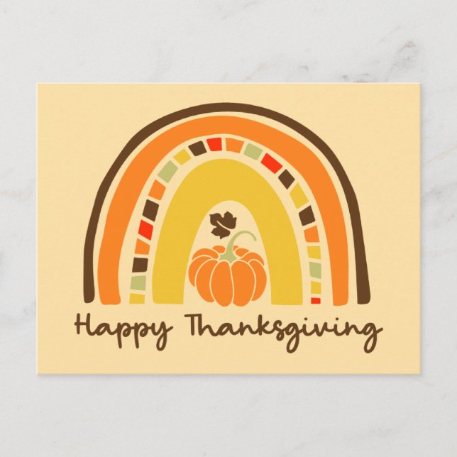 Happy Thanksgiving Rainbow Postcard (Front)