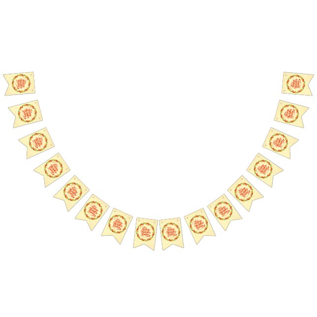 Happy Thanksgiving Red Gold Wreath Bunting (All)