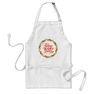 Happy Thanksgiving Red Gold Wreath Standard Apron