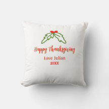 Happy Thanksgiving red green leaves cherry name ye