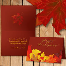 Happy Thanksgiving Red Leaves Folded Greeting