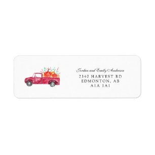 Happy Thanksgiving Red Truck Fall Harvest Pumpkin  Return Address Label