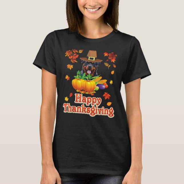 Happy Thanksgiving Rottweiler Dog I M Thankful For T-Shirt (Front)