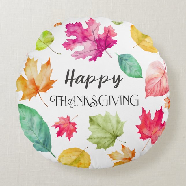 Happy Thanksgiving Round Cushion (Front)