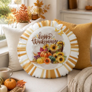 Happy Thanksgiving Round Cushion