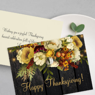 Happy Thanksgiving rustic barn wood Thanksgiving Holiday Card
