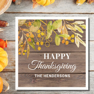 Happy Thanksgiving Rustic Napkin