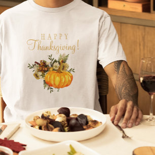 Happy Thanksgiving rustic pumpkin fall floral T-Shirt