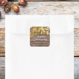 Happy Thanksgiving Rustic Square Sticker
