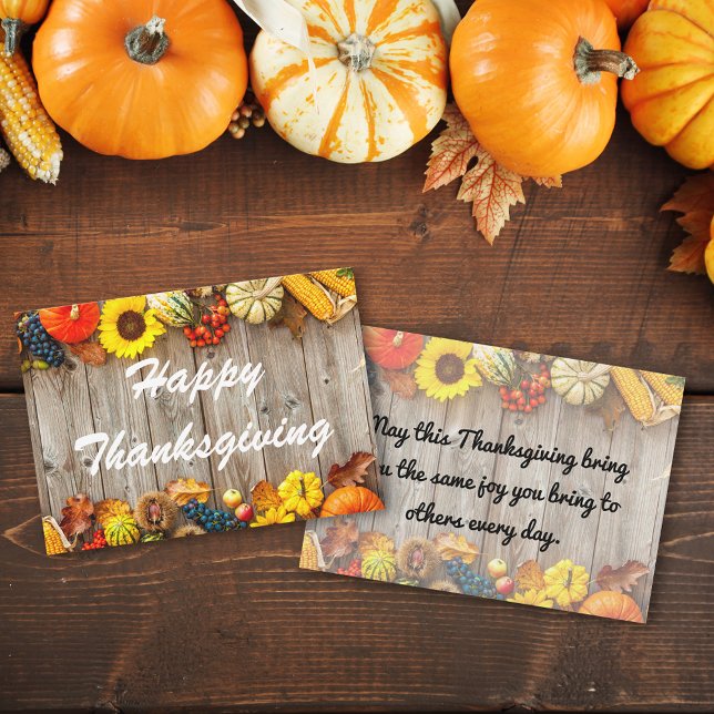 happy thanksgiving rustic wood traditional holiday card (Creator Uploaded)