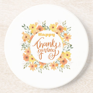 Happy Thanksgiving Sandstone Coaster