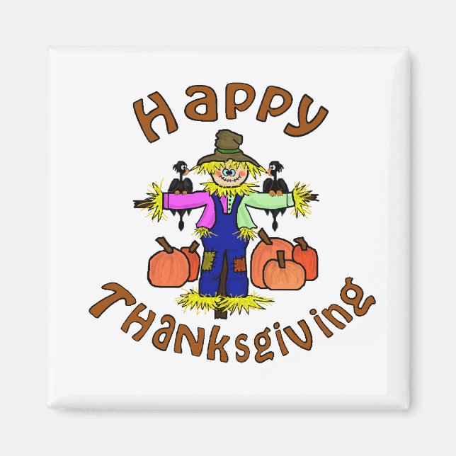 Happy Thanksgiving Scarecrow Magnet (Front)