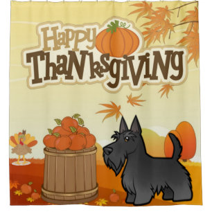 Happy Thanksgiving Scottish Terrier Shower Curtain