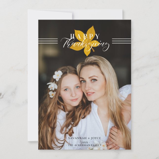 Happy Thanksgiving Script Leaves Custom Photo (Front)