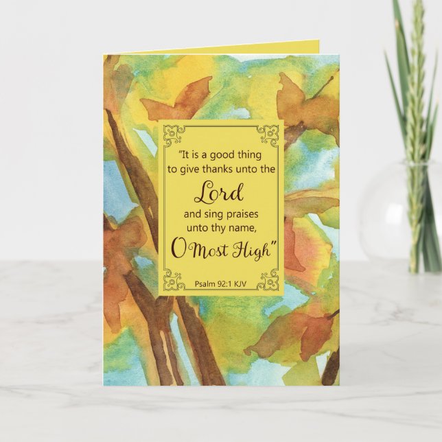 Happy Thanksgiving Scripture Psalm Fall Leaves  Card (Front)
