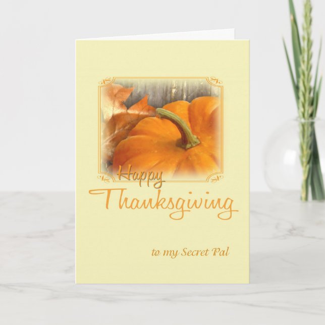 Happy Thanksgiving Secret Pal Holiday Card (Front)