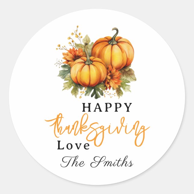 Happy Thanksgiving Shirt | Fall Holiday Turkey Day Classic Round Sticker (Front)