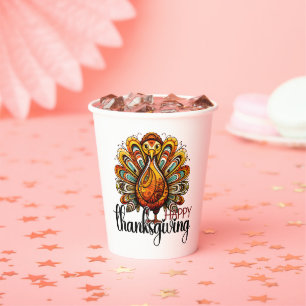 Happy Thanksgiving Shirt Fall Holiday Turkey Day Paper Cups