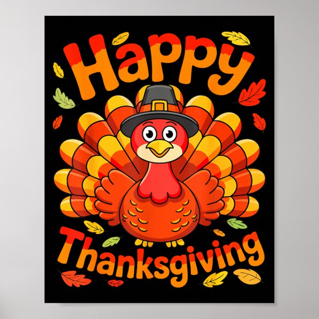 Happy Thanksgiving Shirt Men Women Kids Family Tur Poster (Front)