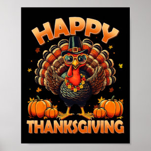 Happy Thanksgiving Shirts Women Girls Turkey Famil Poster