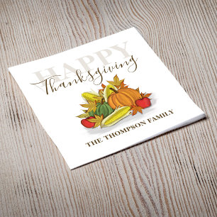 Happy Thanksgiving Simple Autumn Harvest Custom Napkin