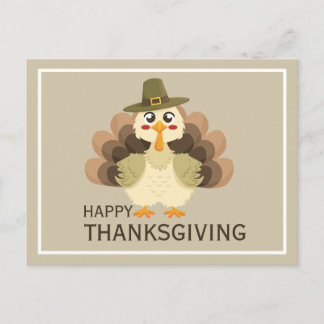 Happy Thanksgiving Simple Cute Funny Turkey Postcard