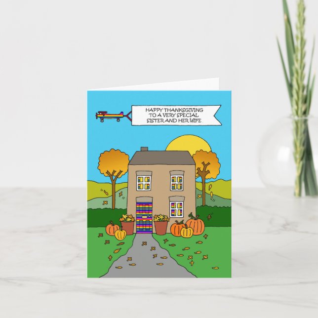 Happy Thanksgiving Sister and Wife Card (Front)