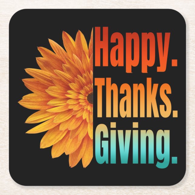 Happy Thanksgiving   Square Paper Coaster (Front)