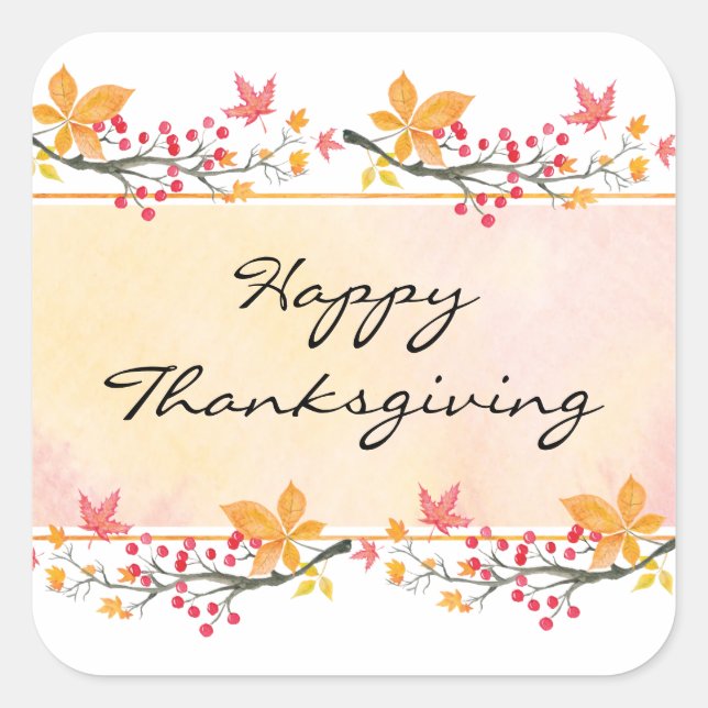Happy Thanksgiving Square Sticker 3 inch (Front)
