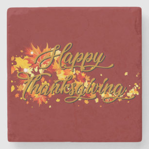 Happy Thanksgiving Stone Coaster