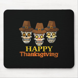 Happy Thanksgiving Sugar Skull Fall Halloween Cost Mouse Pad