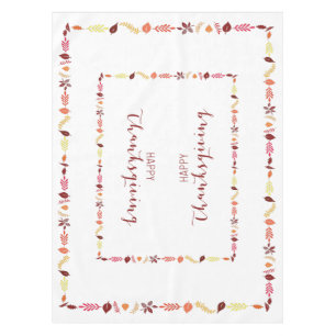 Happy Thanksgiving Table Cloth Fall Leaves