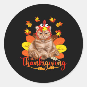 Happy Thanksgiving Tee Cat Turkey Christmas Day Te Classic Round Sticker