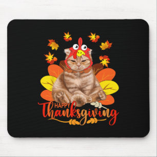 Happy Thanksgiving Tee Cat Turkey Christmas Day Te Mouse Pad