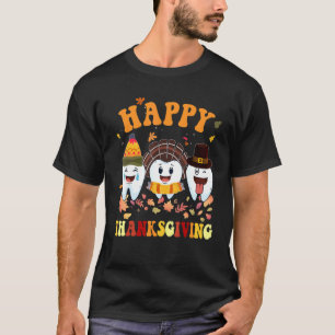 Happy Thanksgiving Teeth Dental Turkey Retro Vinta T-Shirt