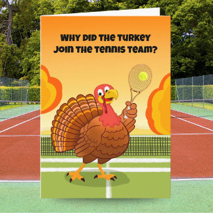 Happy Thanksgiving Tennis Turkey Riddle Card