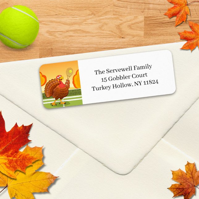 Happy Thanksgiving Tennis Turkey Riddle  Return Address Label (Creator Uploaded)