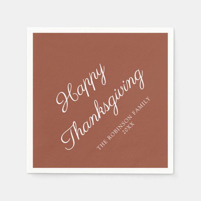 Happy Thanksgiving Terracotta  Napkin (Front)