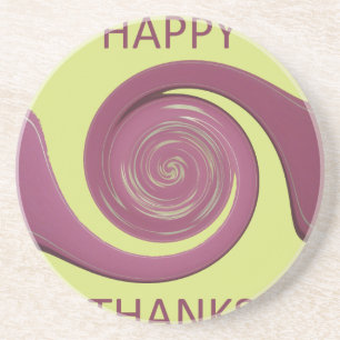 Happy Thanksgiving Text Art Design.  Coaster