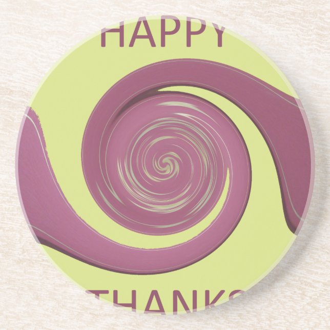Happy Thanksgiving Text Art Design.  Coaster (Front)