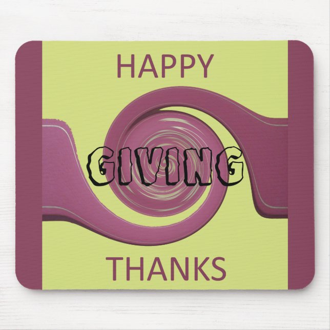 Happy Thanksgiving Text Art Design.  Mouse Pad (Front)