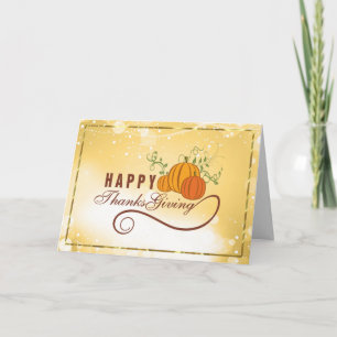 Happy Thanksgiving Text Design With Pumpkins Holiday Card