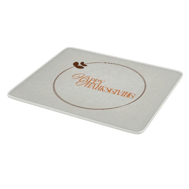 Happy Thanksgiving text leaf circle Cutting Board (Corner)