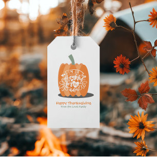 Happy Thanksgiving Thankful Pumpkin Gift Tags