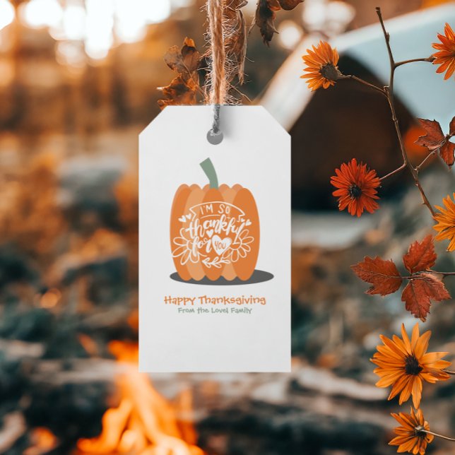 Happy Thanksgiving Thankful Pumpkin  Gift Tags (Creator Uploaded)
