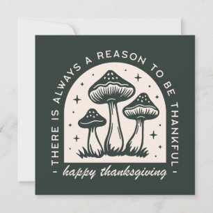 Happy Thanksgiving thankful quotes green mushroom Holiday Card