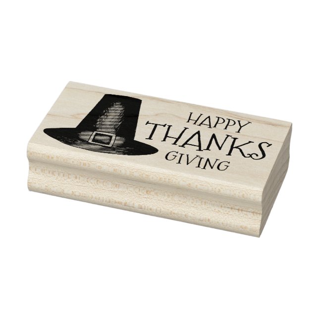 Happy Thanksgiving Thanks Pilgrim Hat Stamper Rubber Stamp (Stamp)