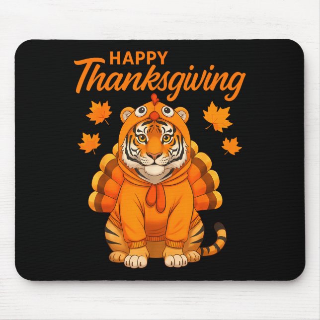 Happy Thanksgiving Tiger Women Boys Girls Kids Out Mouse Pad (Front)